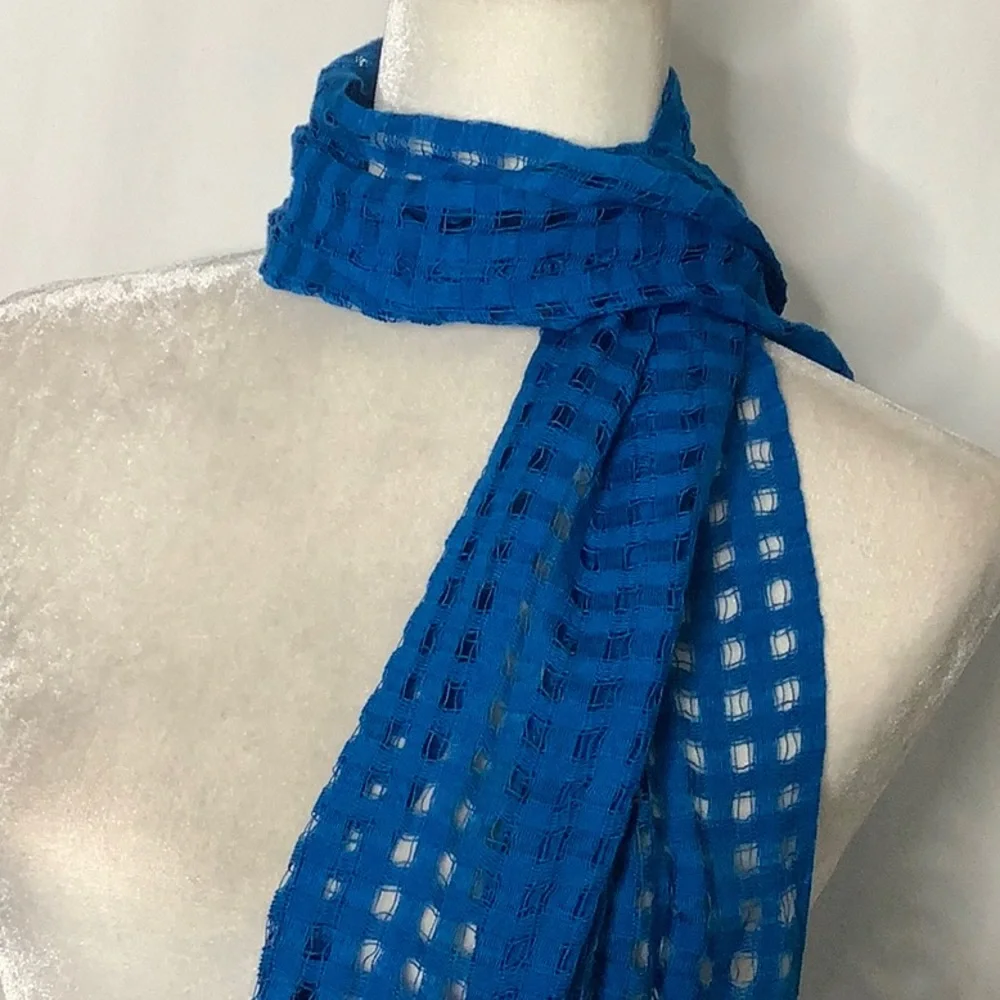 Bright Blue Open Weave Statement Scarf